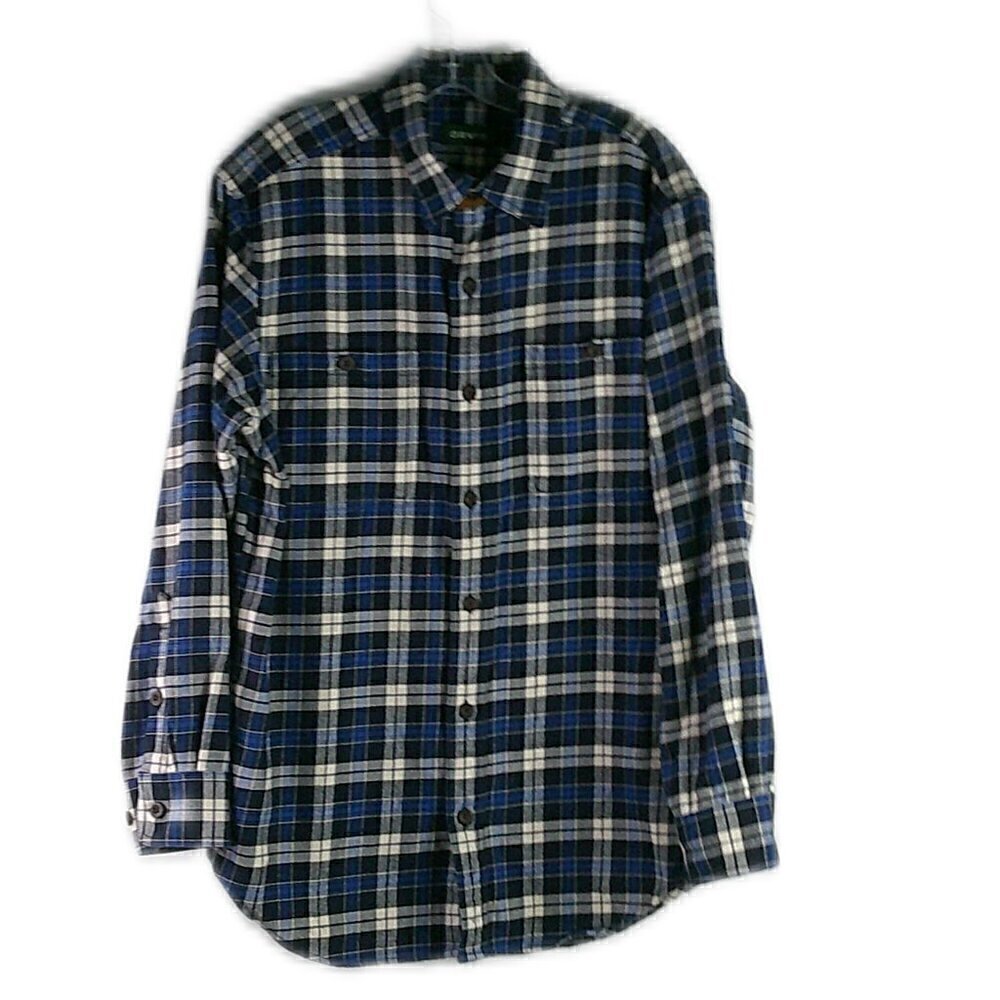 Orvis - Blue/Ivory  100% Cotton Perfect Flannel Button Down Shirt - Size Large